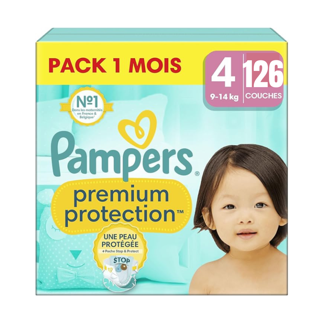 Pampers Premium Protection, Taille 1, 2, 3, 4, 5 - 126 Couches